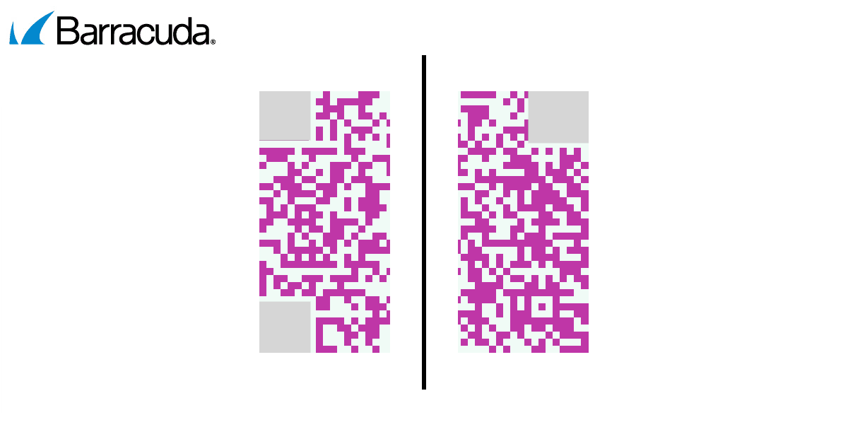 Ejemplo de un código QR dividido