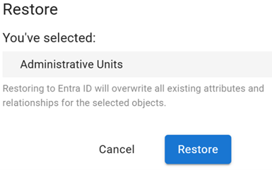 Barracuda Entra ID Backup Premium: opción de restauración