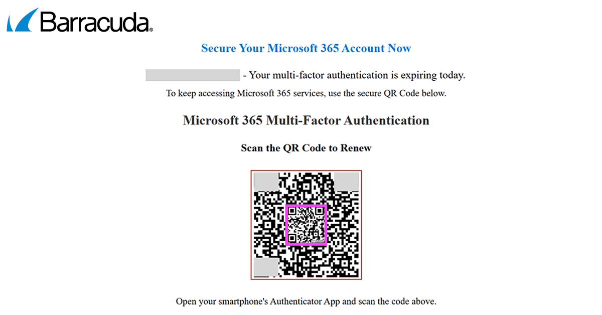 Ejemplo de un código QR anidado usado en un ataque de phishing