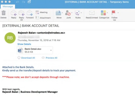 Correo electrónico de phishing de Cl0p que entrega un documento habilitado para macros