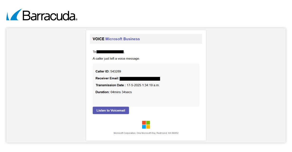 Ejemplo de un correo electrónico de phishing que utiliza URLs ocultas