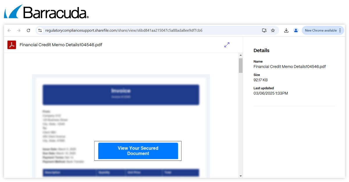 Example of a ShareFile attack