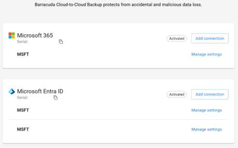 Barracuda Entra ID Backup Premium: conexión con el tenant