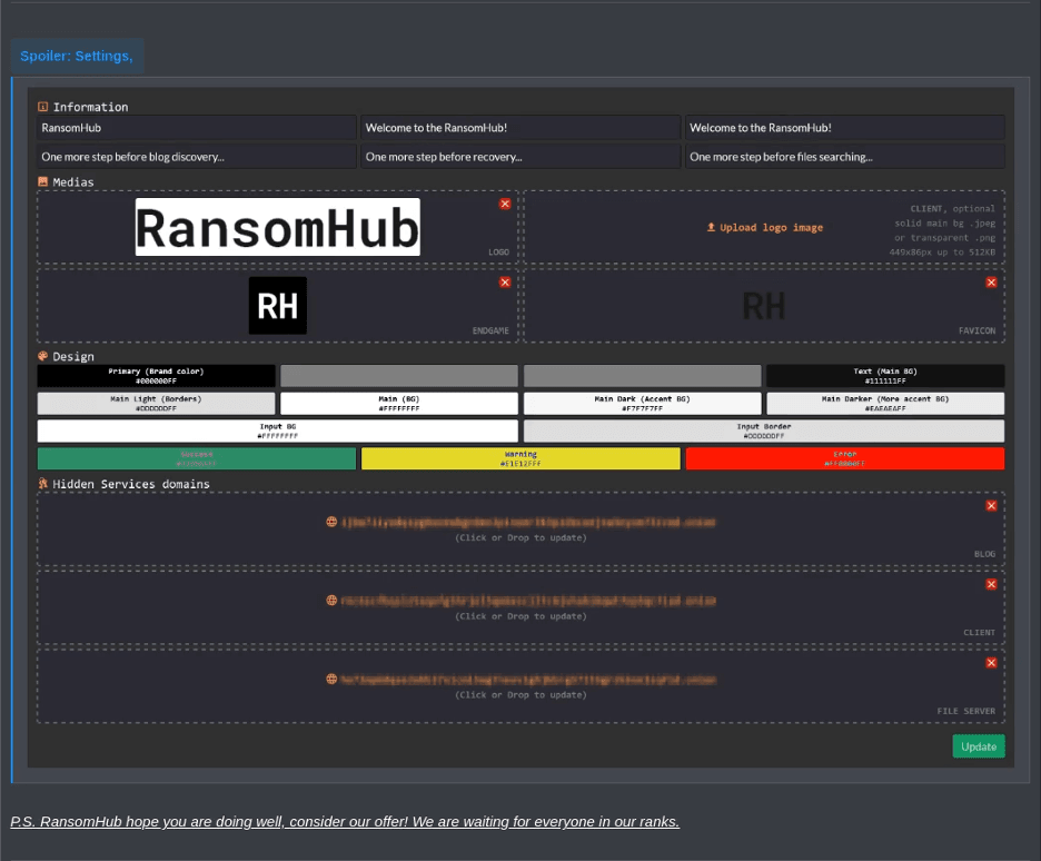 Portal DragonForce creado para RansomHub, a través de Guidepoint Security